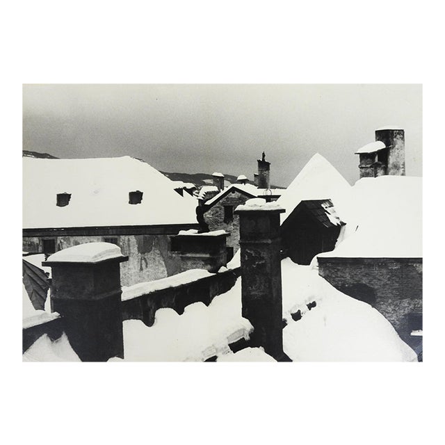 Vintage Continental Snowy Winter Rooftop Photograph For Sale