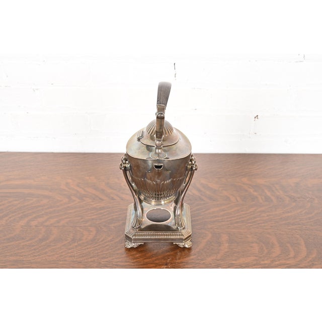 Late 19th Century Tiffany & Co. Art Deco Silverplate Tea Kettle or Coffee Pot With Boiler For Sale - Image 5 of 16