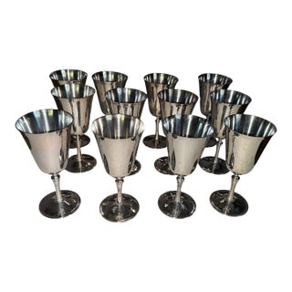 Vintage Silverplate Wine Goblets byDe Uberti Dul Made in Italy Set of 12 For Sale