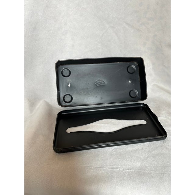 Mid 20th Century Vintage Metal Black Gold Tissue Box Holder For Sale - Image 5 of 7