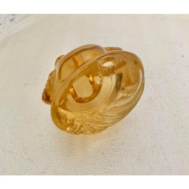 Figurative Small Vintage Amber Color Asian Crystal Buddha Figure For Sale - Image 3 of 6