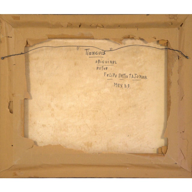 Mexican Mid 20th Century “Tianguis” – Mexican Modernist Painting on Canvas by Felipe Ortiz Tajonar For Sale - Image 3 of 14