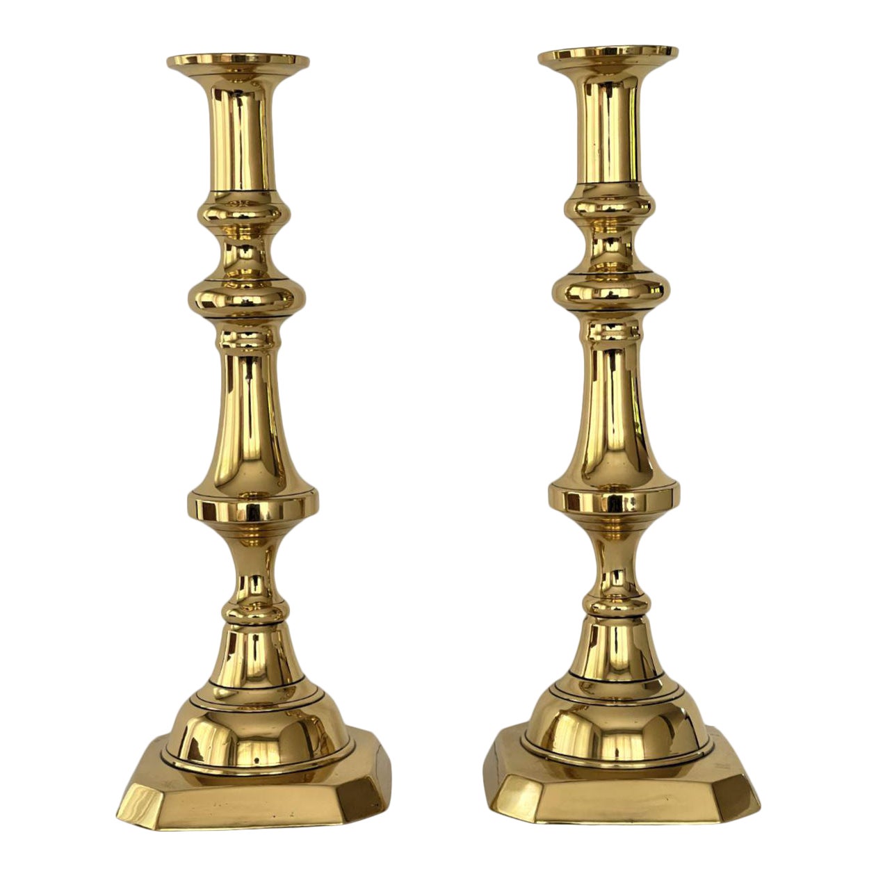 Vintage English Brass Push Up Candle Holders a Pair Chairish