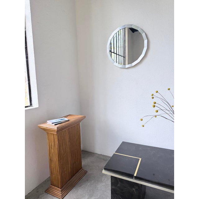 Hexagonal Brushed Metal Mirror, 1970s For Sale - Image 4 of 18