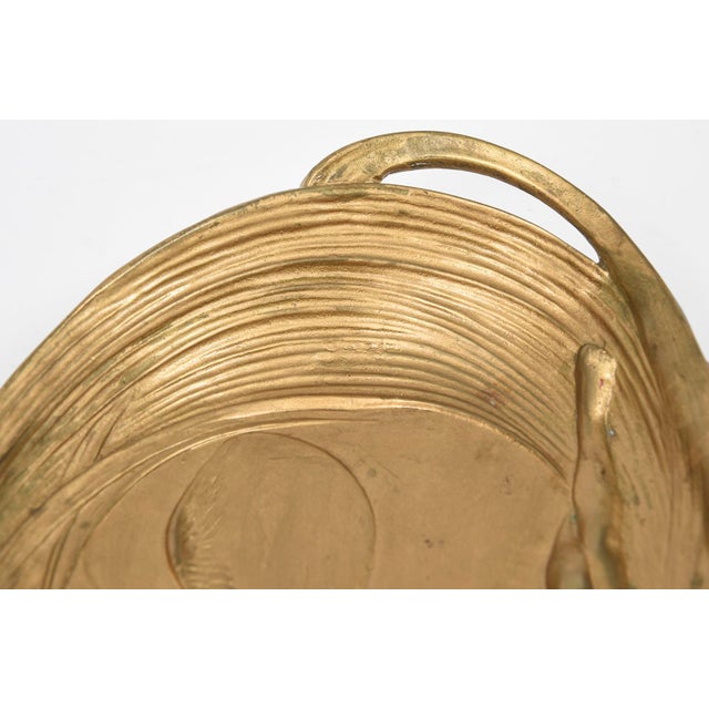 Art Nouveau Figural Nude Woman With Owl and Moon Floral Tray For Sale In Miami - Image 6 of 10