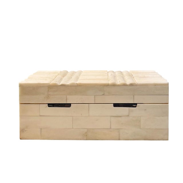 Vintage Maitland Smith Style Bone Decorative Box For Sale - Image 9 of 10