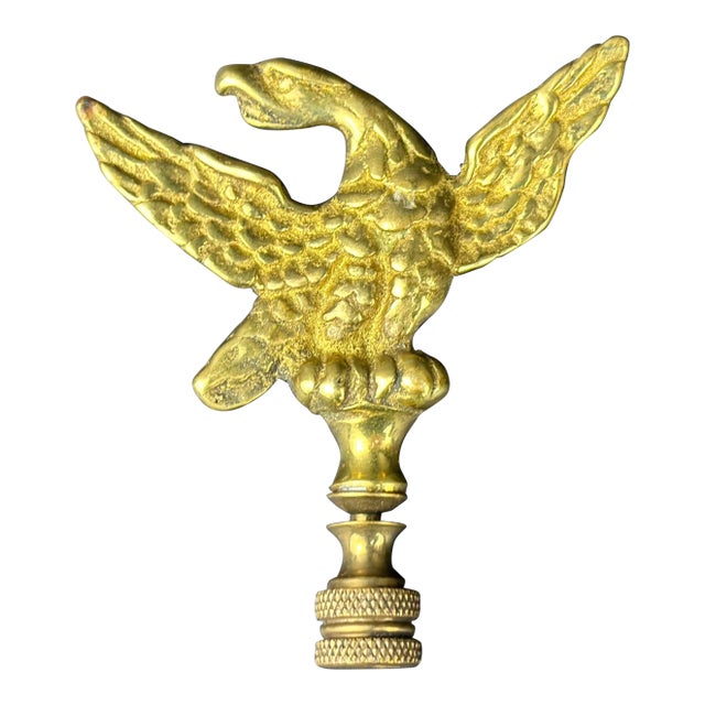 Vintage Solid Brass Eagle Bird of Prey Lamp Finial For Sale