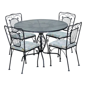French Style Five-Piece Wrought Iron Outdoor Patio Dining Set