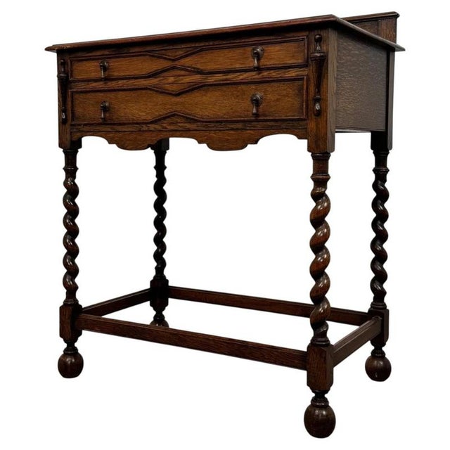 Early 20th Century Antique English Jacobean Revival Oak Side Table For Sale - Image 4 of 12