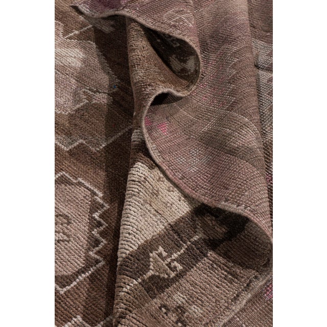 Turkish Vintage Circa 1940 Brown Turkish Oushak Hand Knotted Wool Rug 7ft 10in X 12ft 6in For Sale - Image 3 of 14