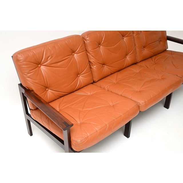 Wood Danish Capella Sofa in Leather by Illum Wikkelso for Niels Eilersen, 1960 For Sale - Image 7 of 11