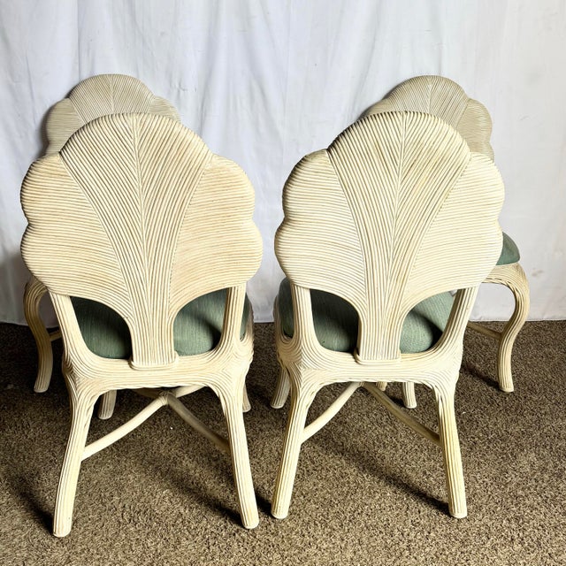 Boho Chic Pencil Read Leaf Back Dining Chairs - Set of 4 For Sale - Image 4 of 8