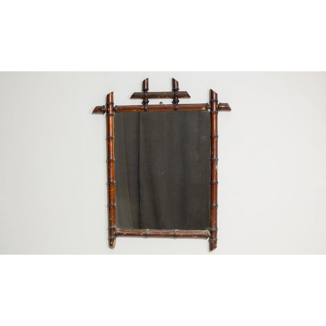 Wood 19th Century France Brown Wood Mirror For Sale - Image 7 of 10