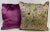 Pair of 16” Square Pillows With a Purple and Pink Embroidered Floral Print. These pillows were made in Wales, U.K., by a...