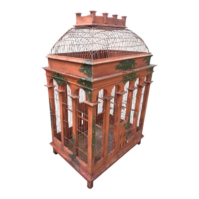 Antique Hand Painted Victorian French Birdcage For Sale