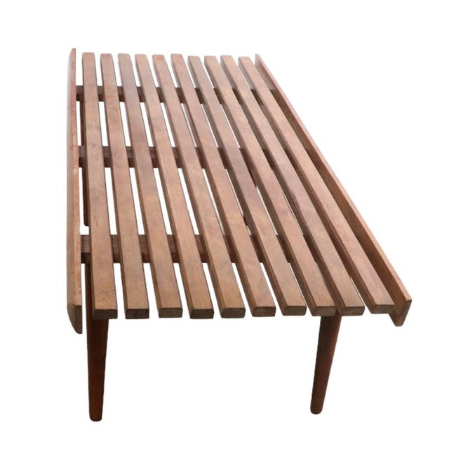 George Nelson Mid Century Slat Bench Coffee Table Made in Yugoslavia C 1950/1960's For Sale - Image 4 of 13