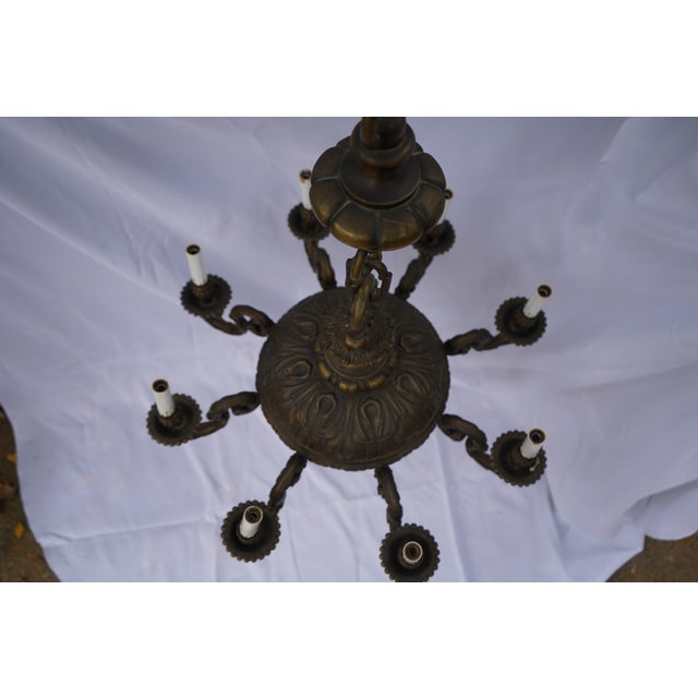 Monumental French Baroque Revival Eight-Light Cast Bronze Chandelier, Probably French, Circa 1915–1925 For Sale - Image 4 of 14