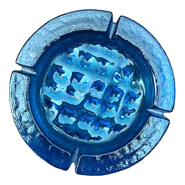 Vintage MCM Cobalt Glass Ashtray For Sale