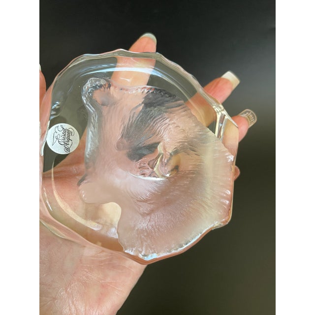 Vintage French Cristal d'Arques Etched Crystal Bear Paperweight For Sale - Image 12 of 13