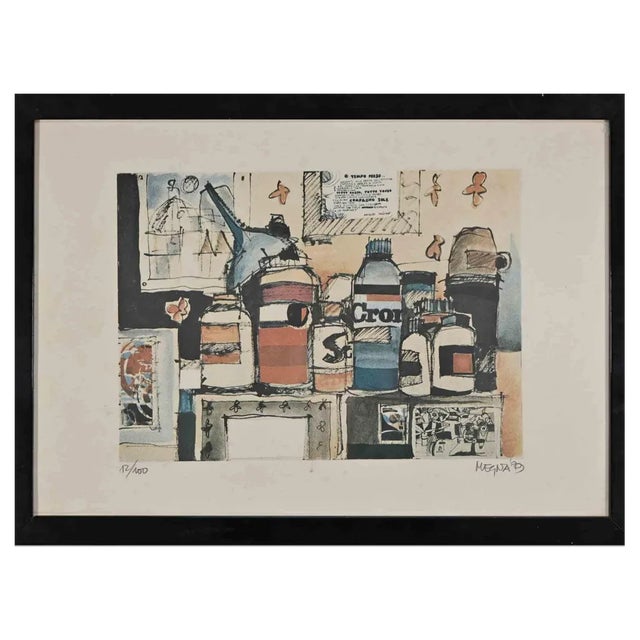 Giuseppe Megna, Still Life, Lithograph, 1979 For Sale