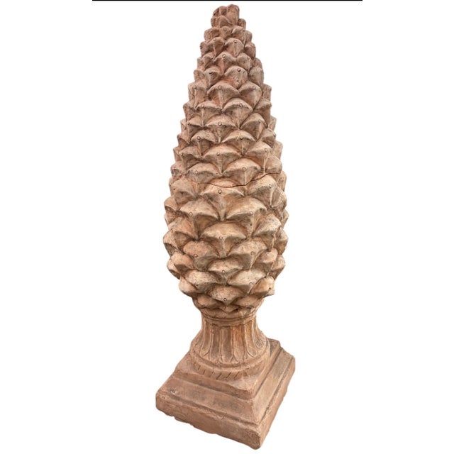 Vintage Tuscan-Style Terracotta Pinecone Finial Statue For Sale In West Palm - Image 6 of 12
