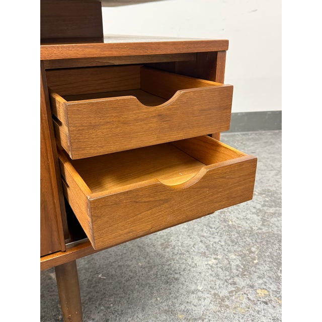 Brown Hooker Furniture Mainline Collection Two-Tiered Walnut Desk, Vintage For Sale - Image 8 of 12
