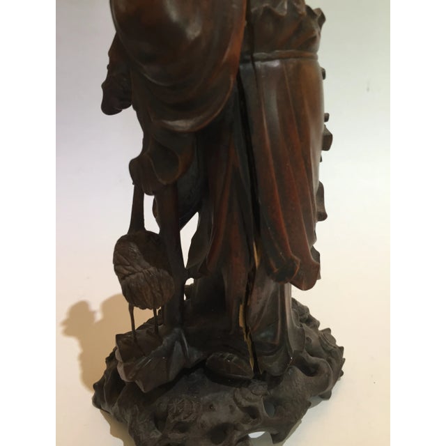 Chinese 19 Century Qing Dynasty Carving of Immortal For Sale - Image 12 of 13
