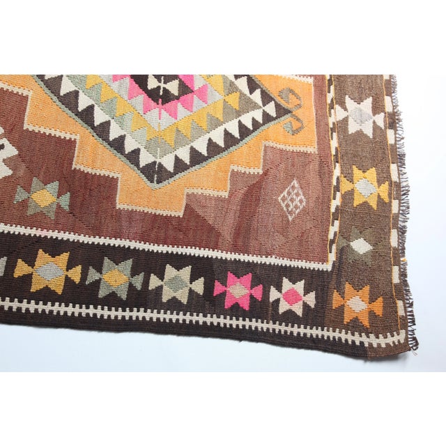 Vintage Flatweave Color Turkish Kilim Rug -11'5''x6'4' For Sale - Image 9 of 12