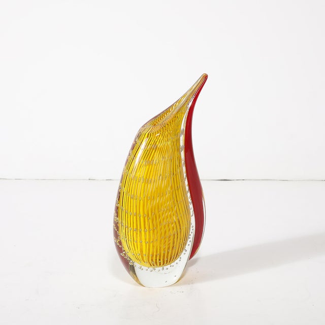 Mid 20th Century Mid-Century Modernist Hand-Blown Teardrop Form Glass Vase in Yellow and Scarlet For Sale - Image 5 of 12