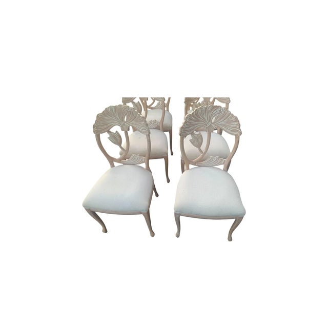 This listing is for a Lime Wash Floral Carved Dining Set In the Manner of Phyllis Morris An inspired rendition of a...