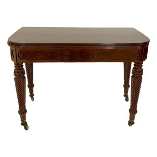 Folding Table with Ingenious Folding Extension Mechanism in Hand-Polished Shellac For Sale