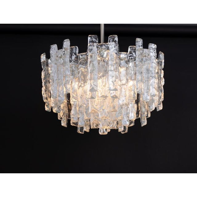Large Soria Chandelier in Ice Glass from Kalmar, Germany, 1970 For Sale - Image 11 of 14