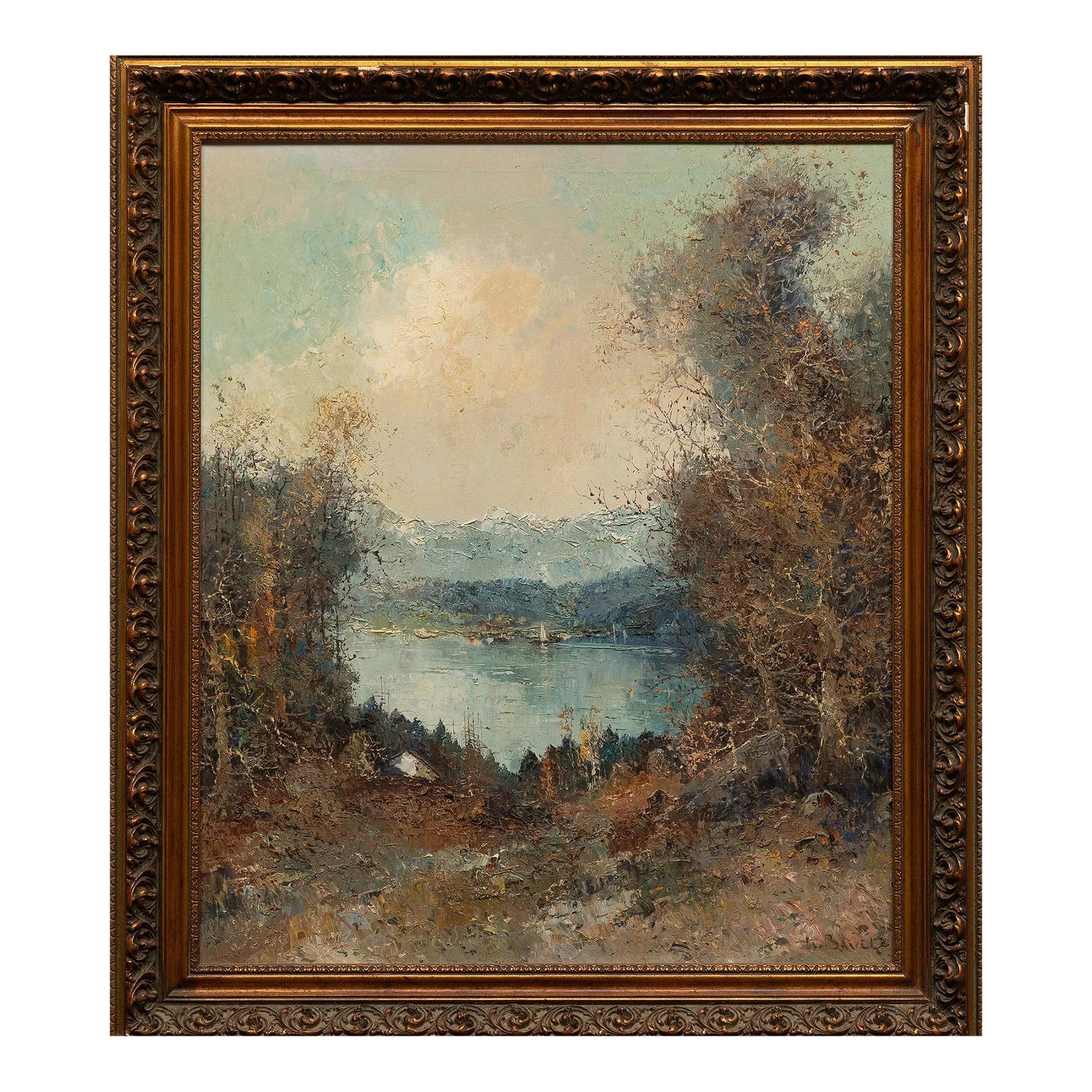 Landscape With View of Lake by Willi Bauer (1980s) | Chairish