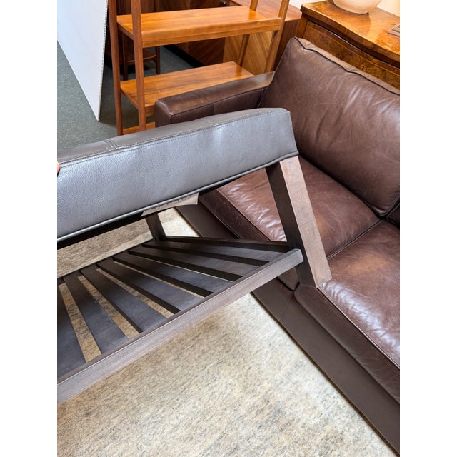 Arhaus Kent Leather Ottoman With Lower Trays For Sale - Image 13 of 14