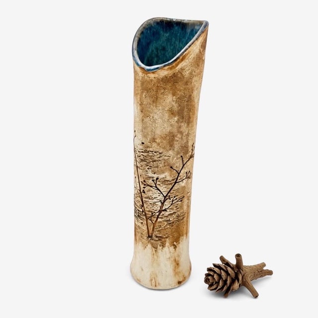 Ceramic Asymmetrical Stoneware Soliflore by Derek Rowe for Underground Pottery, Australia, 1980s For Sale - Image 7 of 8