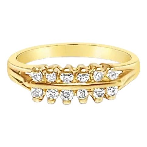 Double Row Prong Diamond Ring .34cttw 14k Yellow Gold, Size 9 For Sale