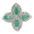 925 Sterling Silver Floral Clover Cocktail Emerald & Diamond Ring, Size 8 For Sale