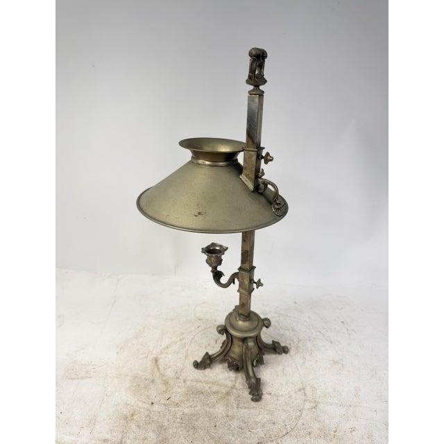 Beautiful and elegant vintage table candelabra with a height-adjustable metal shade. Featuring a solid, decorative base in...