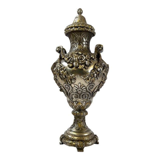 Mid 20th Century Ornate Lidded Bronze Jar For Sale
