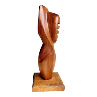 Mid 20th Century Abstract Figurative Wood Sculpture in the Style of Brancusi, Artisan Signed For Sale