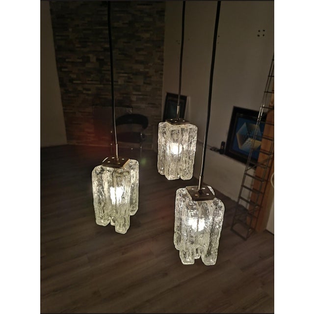 Black Granada Hanging Lamp in Ice Glass attributed to J. T. Kalmar for Kalmar Franken Kg, 1970s For Sale - Image 8 of 10
