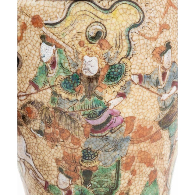 Cream Chinese Nankin Porcelain Vases, Pair For Sale - Image 8 of 12