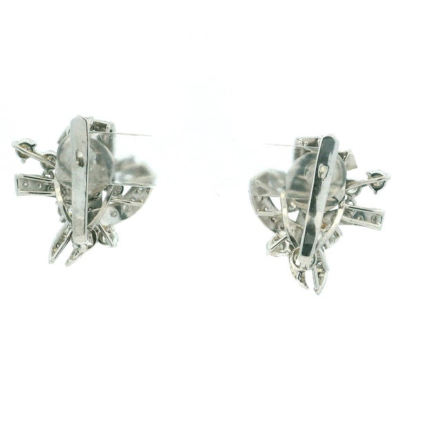Metal Art Deco Platinum and 3.00 Carat Diamond Spray Earrings, Pair For Sale - Image 7 of 13