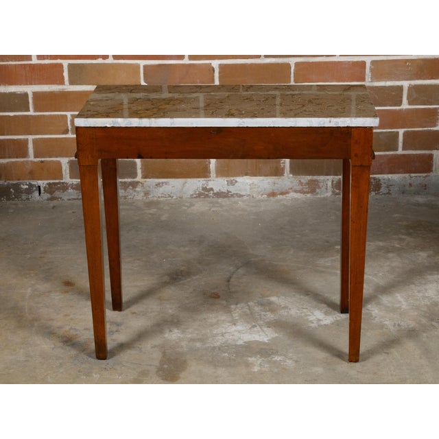 French Walnut French 19th Century Console Table with Variegated Marble Top For Sale - Image 3 of 12