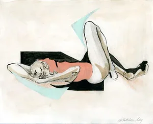 Semi Abstract Figurative Collage, Recline by Kathleen Ney
