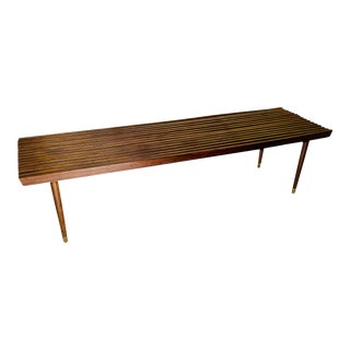 1960s Mid-Century Modern 16-Slat Teak Bench For Sale