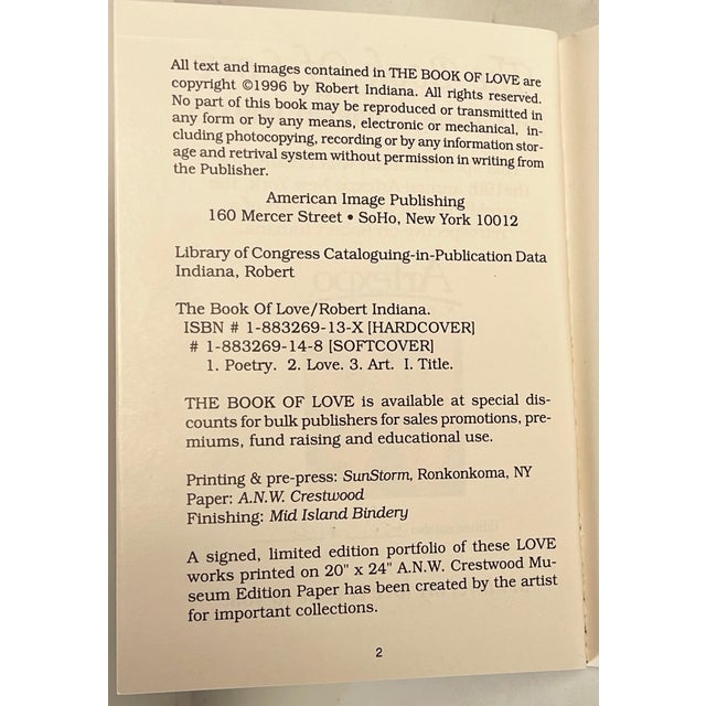 Abstract Expressionism Robert Indiana - 'The Book of Love Art & Poetry', 1996 - Ap 1/5 For Sale - Image 3 of 5