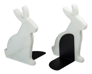 Marble and Steel Bunny Bookends by Alessandra Grasso, Set of 2