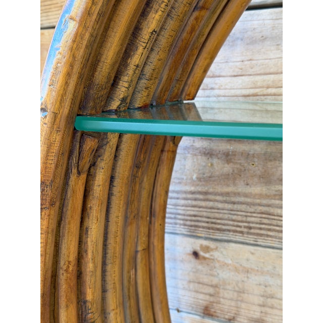 Wood Monumental Vintage Bent Rattan Circular Wall Shelf Manner of Paul Frankl For Sale - Image 7 of 12