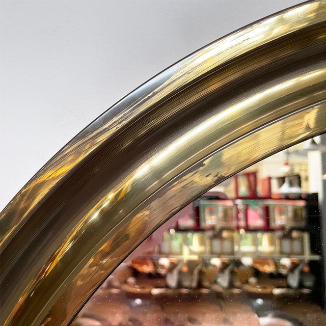 Mid-Century Modern Italian Round Wall Mirror in Brass, 1950s For Sale - Image 6 of 10